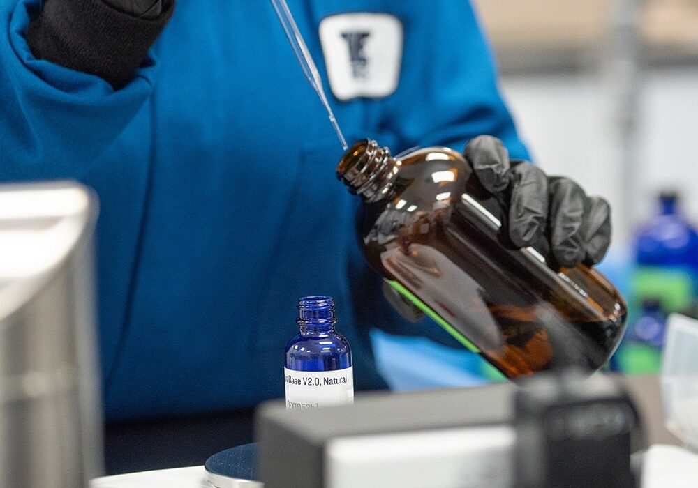 Filling bottles in the True Terpenes laboratory